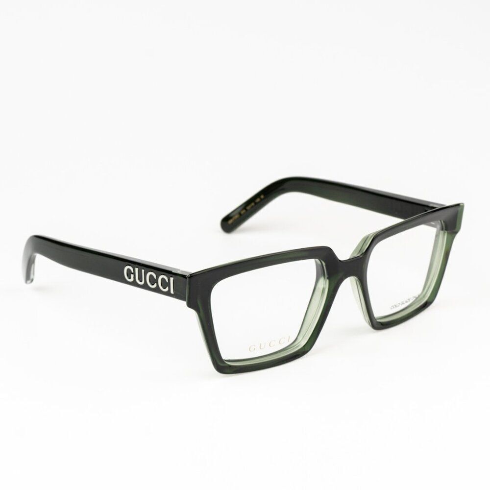 NEW Gucci GG1725O 004 Transparent Dark Green Unisex Square Eyeglasses